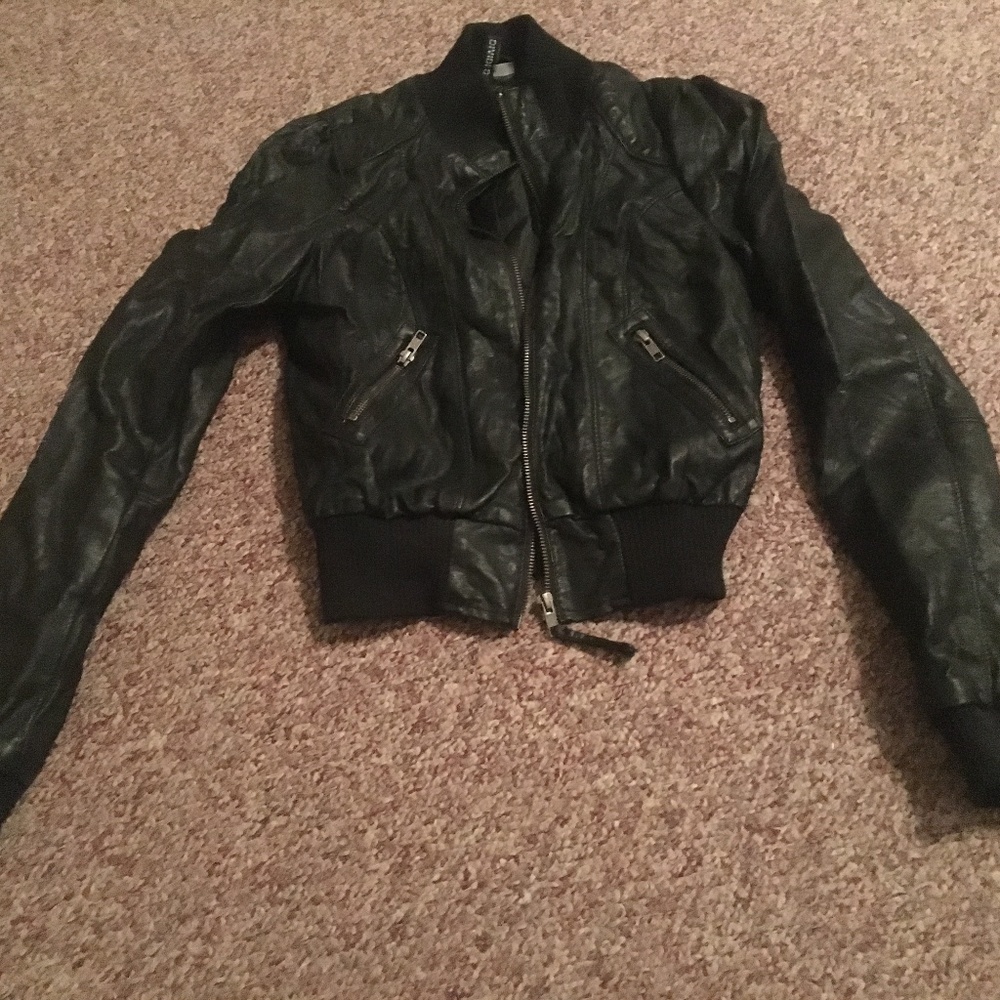 H&M Divided Faux Leather Bomber Jacket - Size 4